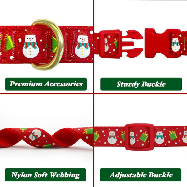 Christmas Dog Collar Adjustable Xmas Dog Collar with Christmas Antler Bow Tie Accessories Snowman Dog Collar for Medium Dogs