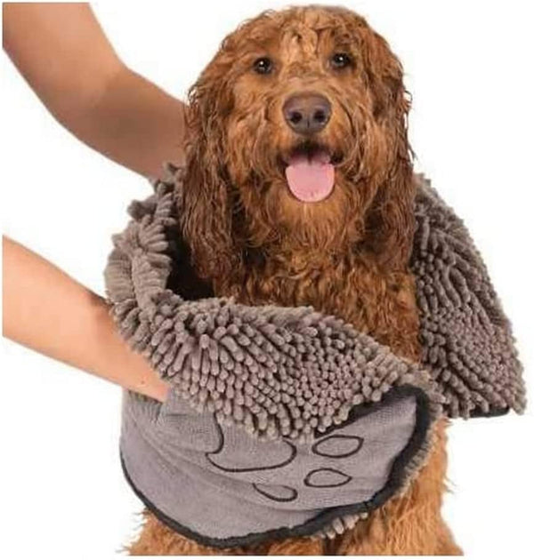 Dog Gone Smart Shammy Dog Towels for Drying Dogs - Heavy Duty Soft Microfiber Bath Towel - Super Absorbent, Quick Drying, & Machine Washable - Must Have Dog & Cat Bathing Supplies | Grey 13X31